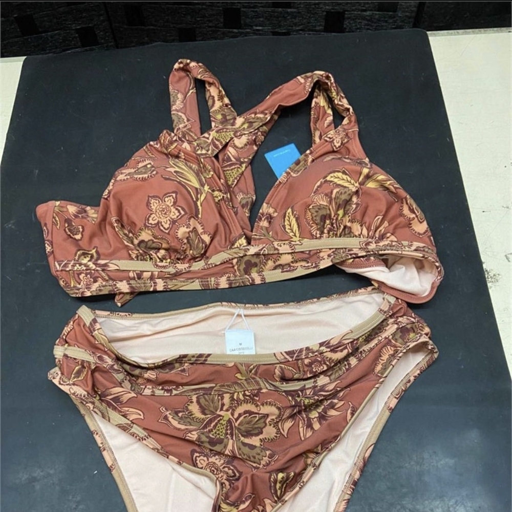 NEW / NWT Cupshe Floral Tan Bikini Bottoms Only MEDIUM - Picture 4 of 4